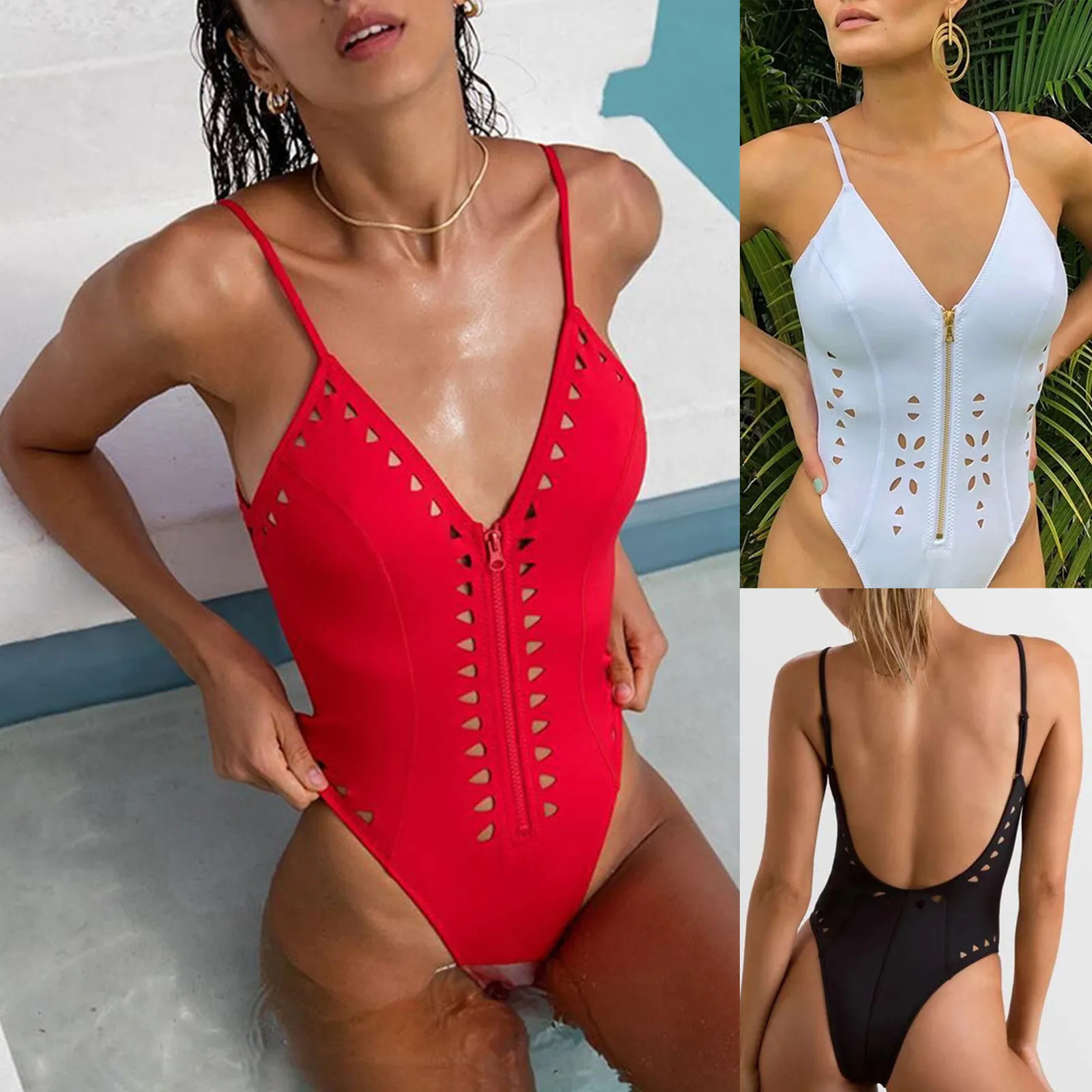 2021 Women's Sexy Bikini One-Piece Swimwear Hollow Lace Swimsuit Swimming Beachwear bikini top push up Brand new#35 | Женская одежда