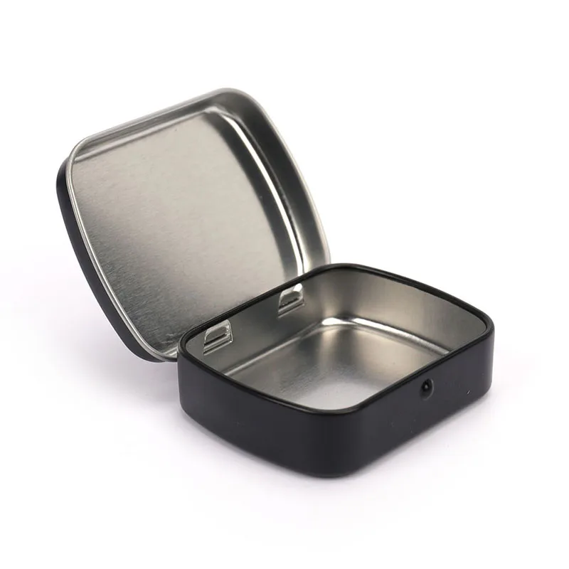 High Quality New Mini Survival Kit Small Empty Metal Silver Black White Flip Storage Box Case For Key Candy Jewelry Coins