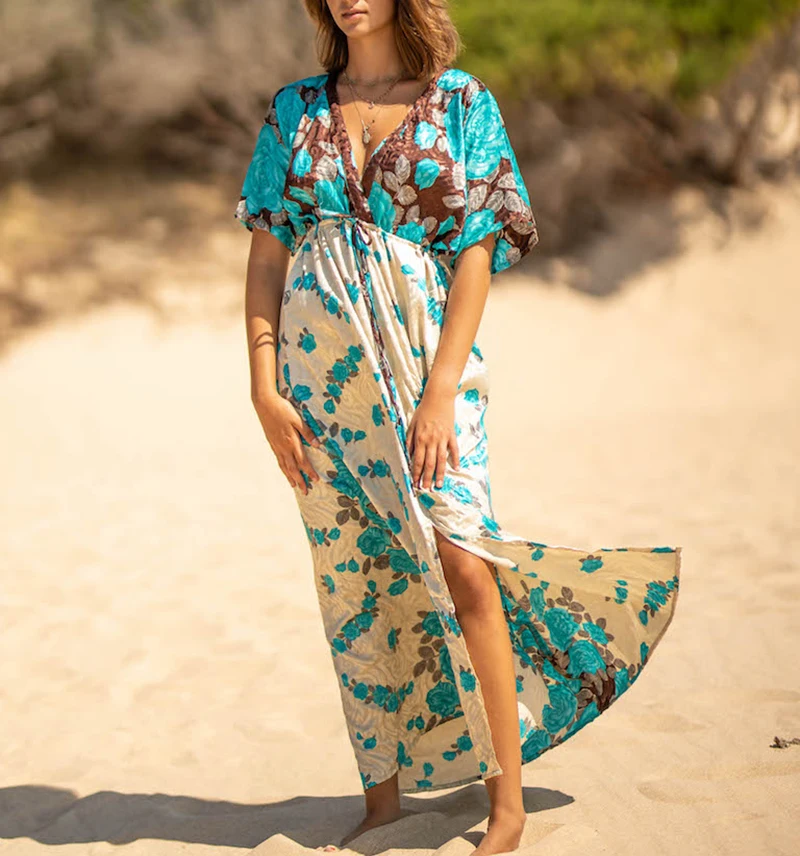 Купальный костюм платье для женщин богемное бикини с эластичной талией