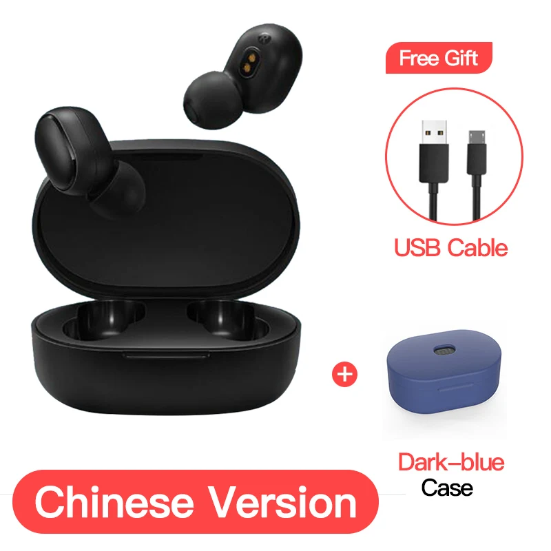 Xiaomi Redmi Airdots глобальная версия Опциональные TWS наушники стерео беспроводной шумоподавление с микрофоном громкой связи AI Bluetooth 5,0 - Цвет: CN add darkblue case
