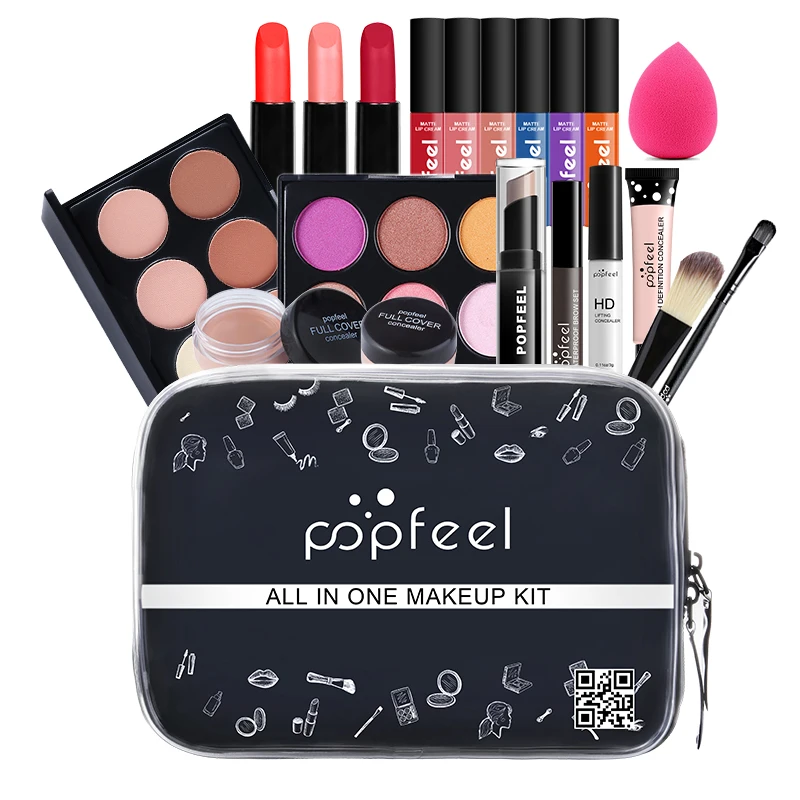 

POPFEEL Makeup 20Pc/Set Powder Concealer Lip Gloss Pearlescent Eyeshadow Dyeing Eyebrow Cream Lasting Cosmetic Set Women's Gift