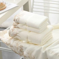 23pcs towels set luxury bath towel gift set absorbent bath towel and quick drying face towel lace embroidered terry bath towel
