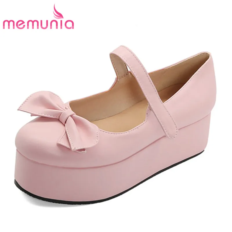 

MEMUNIA 2020 plus size 33-47 flat platform shoes women round toe bowknot spring summer single shoes ladies party prom shoes