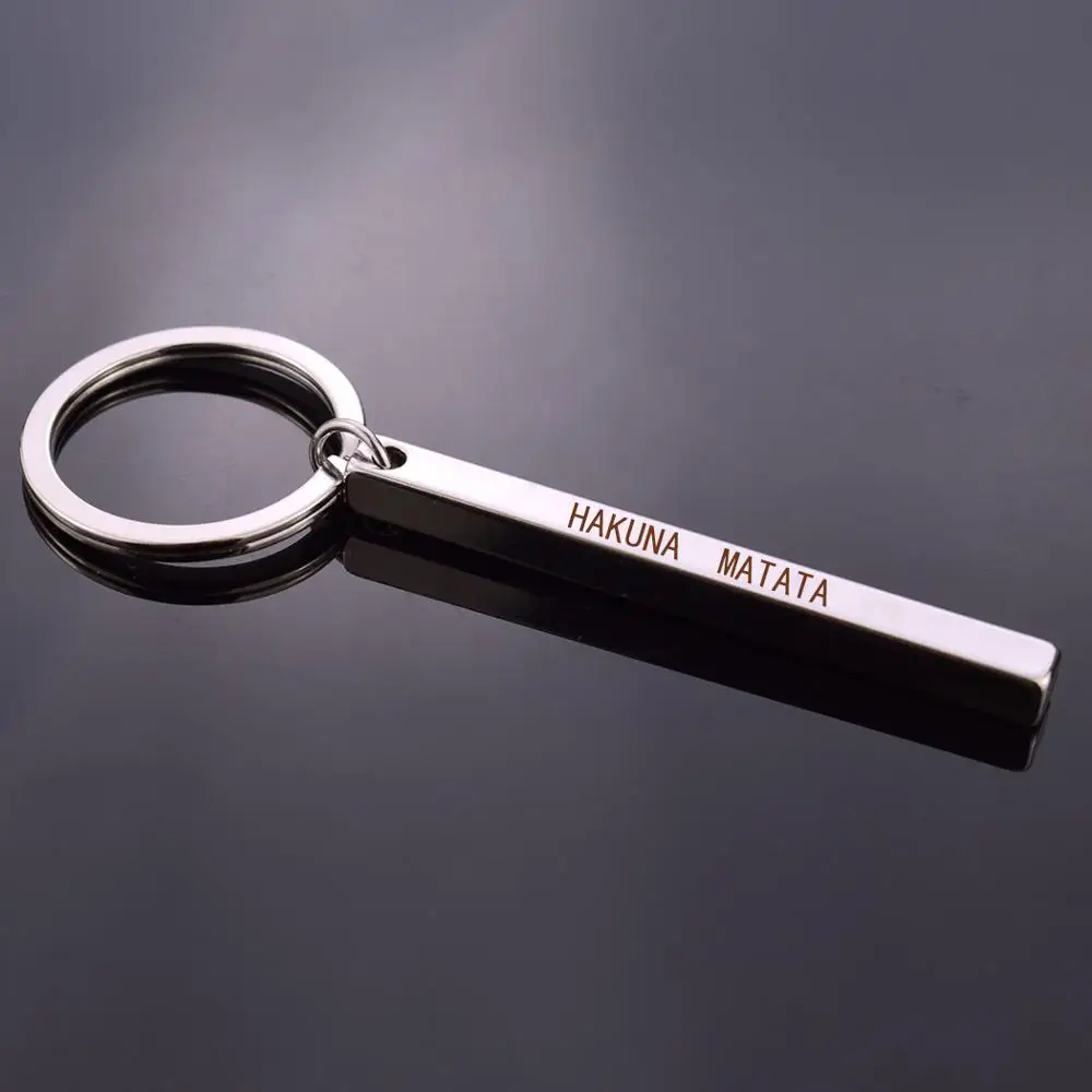 Letters Keychain ''HAKUNA MATATAfashion Keychain Car Keyrings Rectangular Keychain Bar Long Keyrings Birthday Gifts