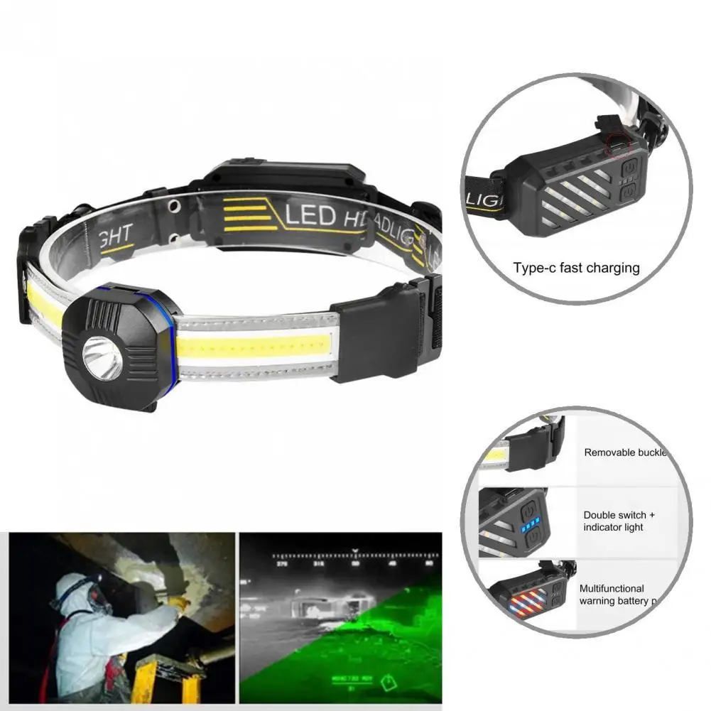 

Black High Quality Black COB Light Rechargeable Headlamp Easily Carry Head Torch Adjustable for Outdoor