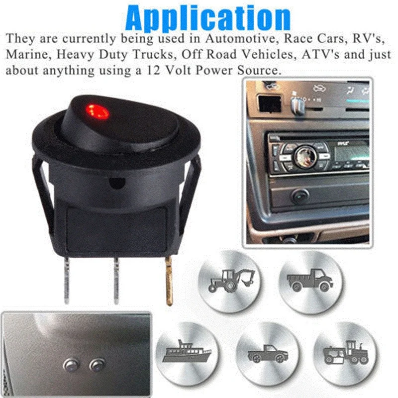 

20PCS 12V Rocker Dot LED Light Round Toggle Switch Spst On-Off Control for Car,Truck, RV, Marine, Off Road Vehicles, ATV