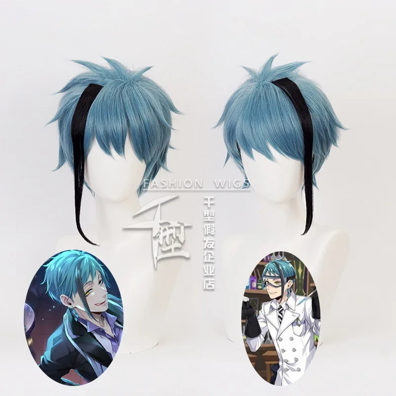 

Anime Twisted Wonderland Short Blue Cosplay Wig Floyd Jade Leech Synthetic Hair Halloween Costume Party Wigs Men