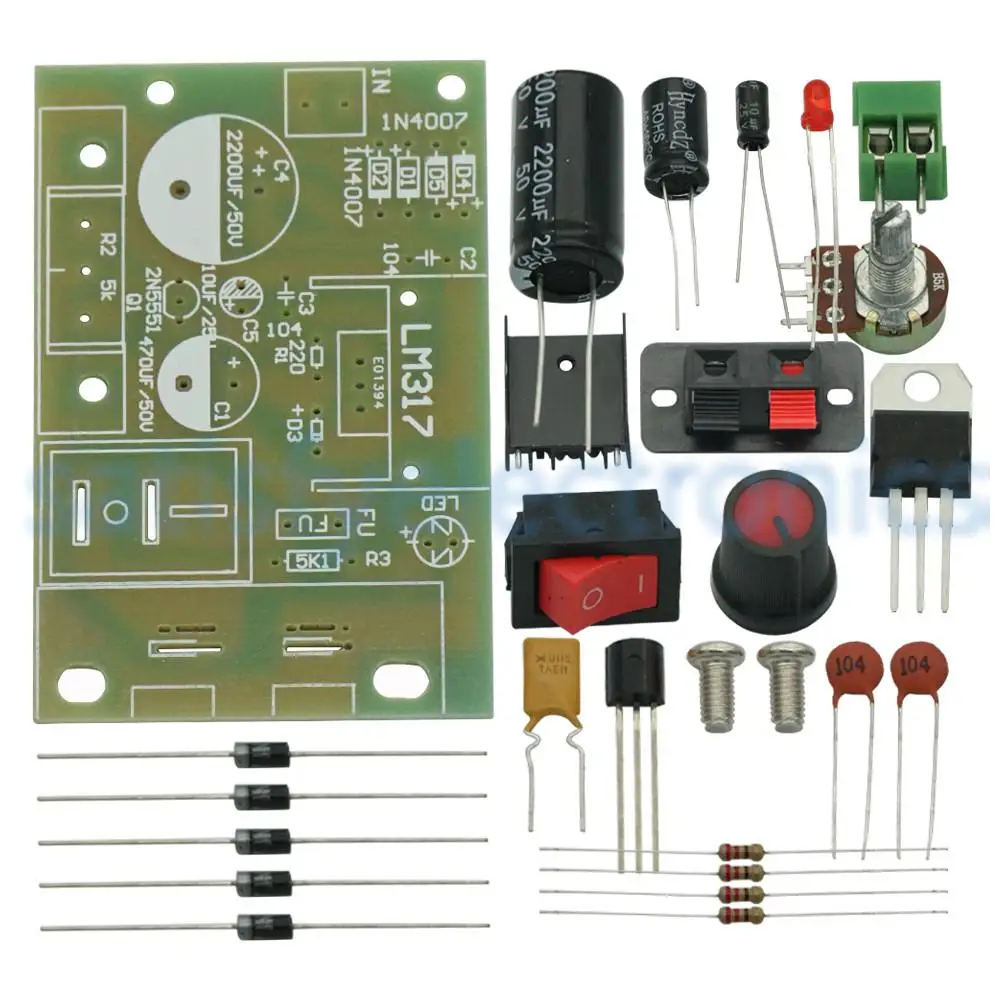 

DC 5V-35V LM317 DIY Kit Step-Down Power Supply Module AC/DC Adjustable Voltage Regulator With On/Off Switch