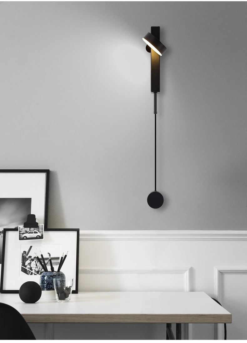 

ZISIZ 220V Luxury Rotating Wall Lamp Nordic Simple Bedroom Bedside TV Background Wall Lamp Living Room Aisle Modern Lights