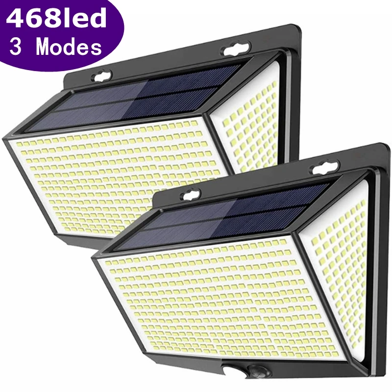 

1/2 шт. 468 светодиодный солнечный светильник на открытом воздухе Водонепроницаемый движения Сенсор автоматический светильник ing уличные сте...