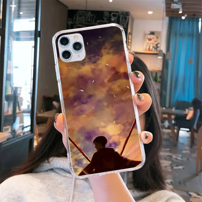 

Anime attack on Titan Phone Case Transparent for iPhone 6 7 8 11 12 s mini pro X XS XR MAX Plus cover funda shell