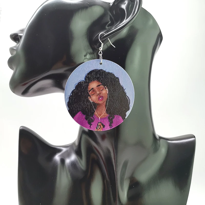 YD & YDBZ африканские деревянные висячие серьги с принтом по бокам из натурального