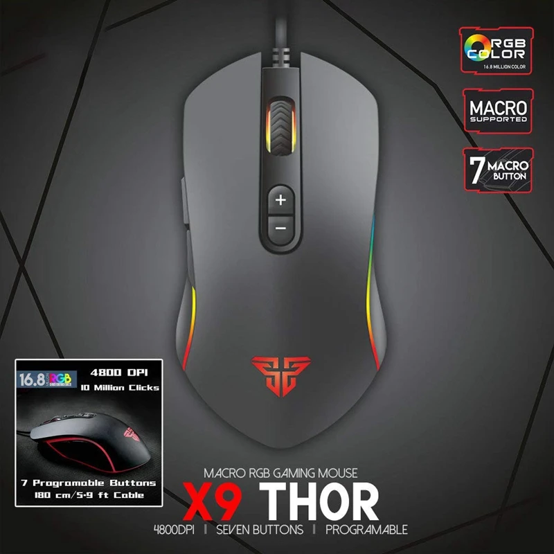 FANTECH All in 1 PC Gaming Set,Rainbow Backlit 104 Keys Keyboard Wired 4800DPI RGB Mouse Headphone with Headset Stand Mouse Pad