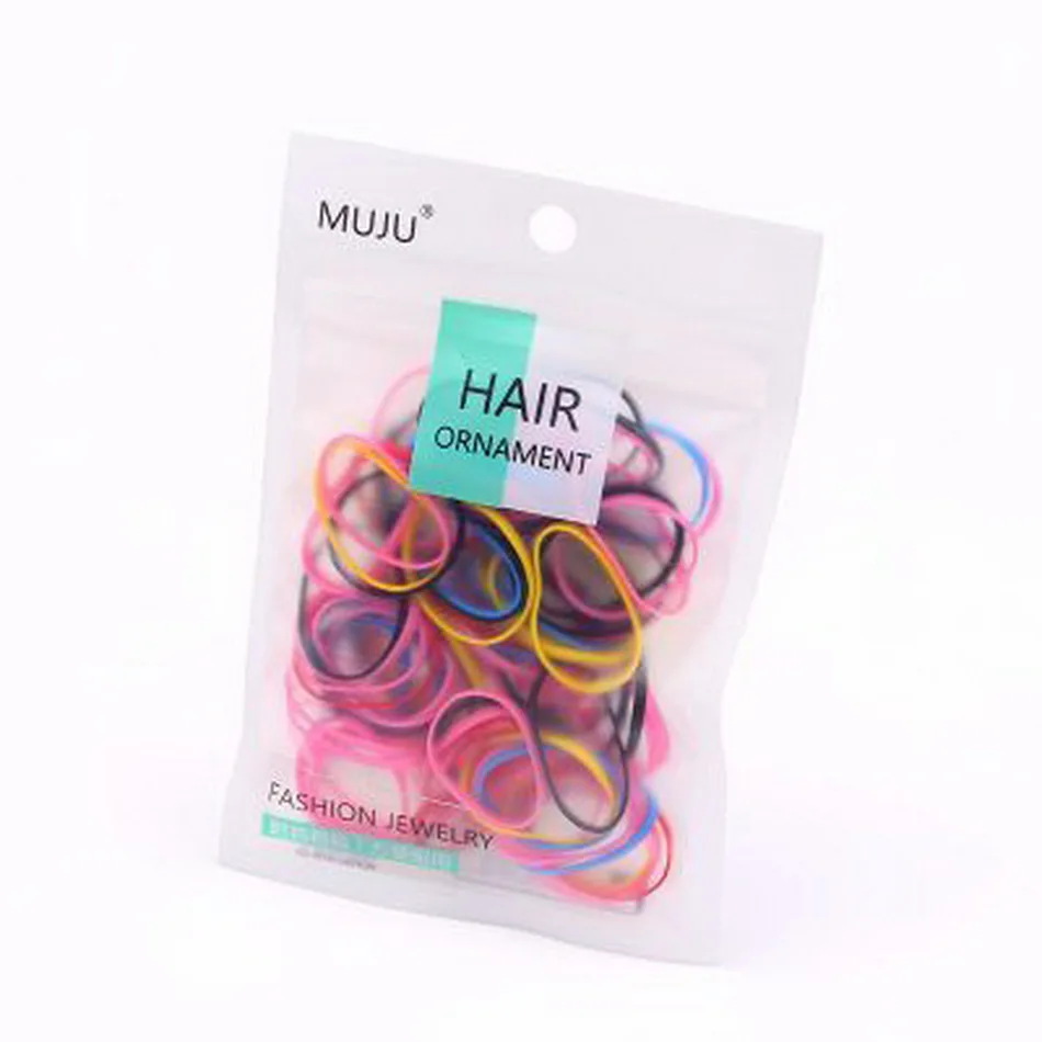 100 pcs/ Pack Disposable Thicken Hair Rubber Bands For Baby Small Hair tie Gum Ponytail Girls Elastic Ribbon Kids Scrunchie Set images - 6