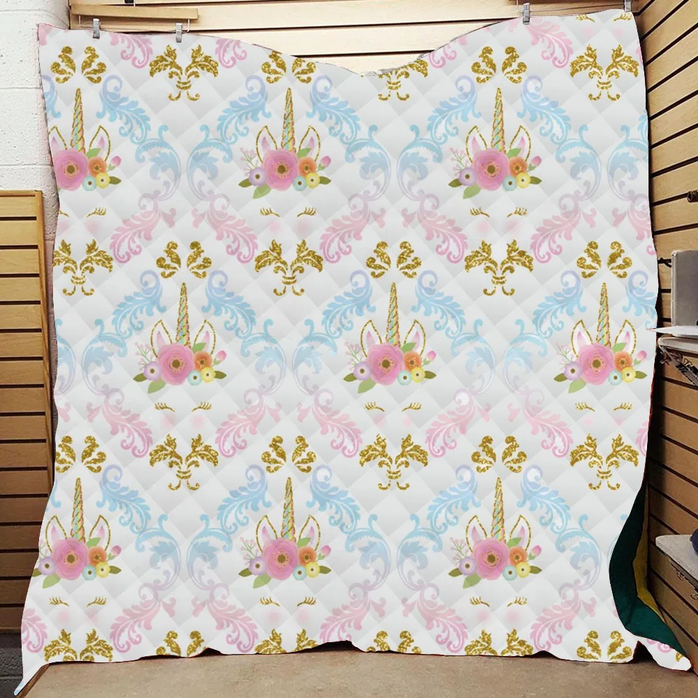 Покрывало для дивана с принтом в виде рогатых лошадей мягкое одеяло из хлопка