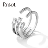 rakol fashion popular opening adjustable inlaid zircon diy ring geometry ladies rings participate in wedding jewelry rr2253