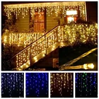 Рождественская гирлянда, светодиодная уличная Гирлянда-занавес в виде сосулек, 220 В, свисающая на 0,6 м светящаяся гирлянда для сада-фея