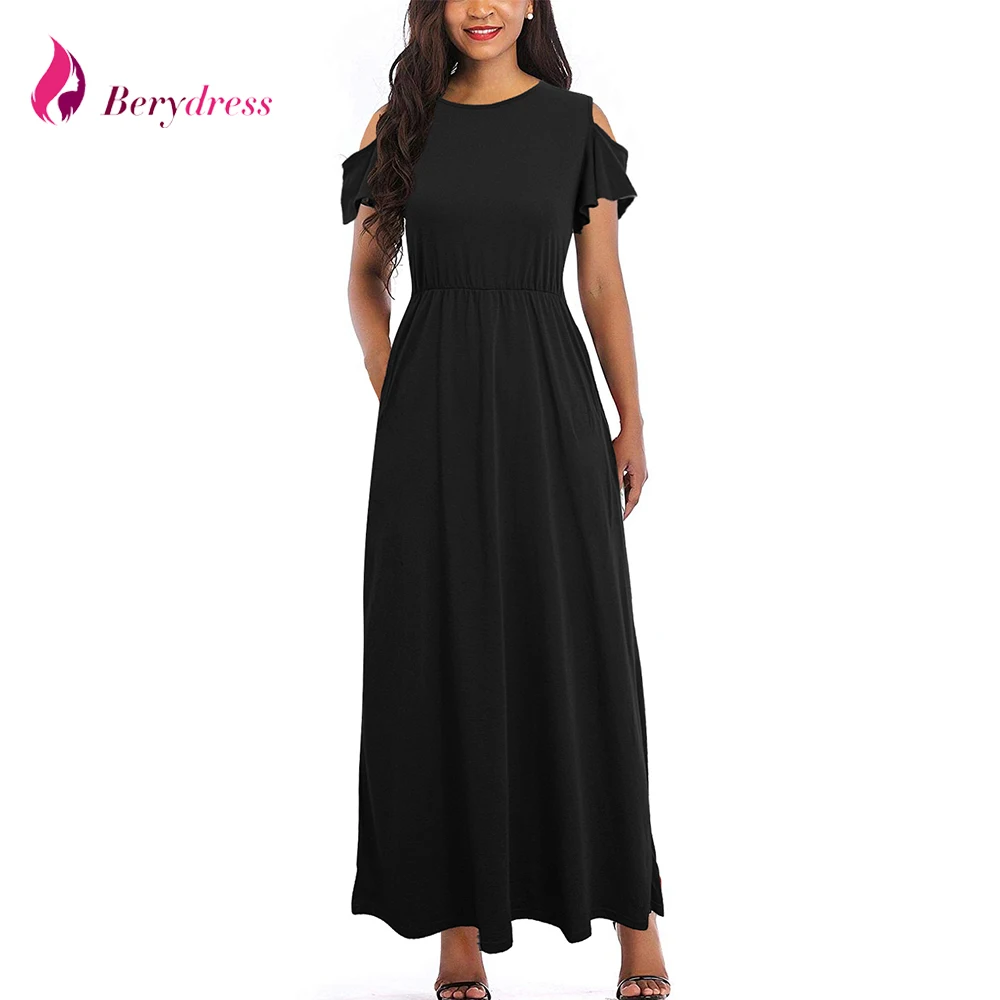 Berydress элегантное платье с открытыми плечами и рукавом-бабочкой женское макси
