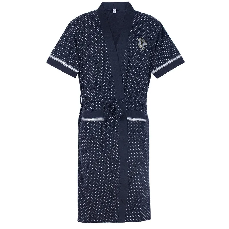 Robes Men Summer Short-sleeve Cotton Thin Sleep Robe Bathrobes Men Sleepwear Plus Size 4XL