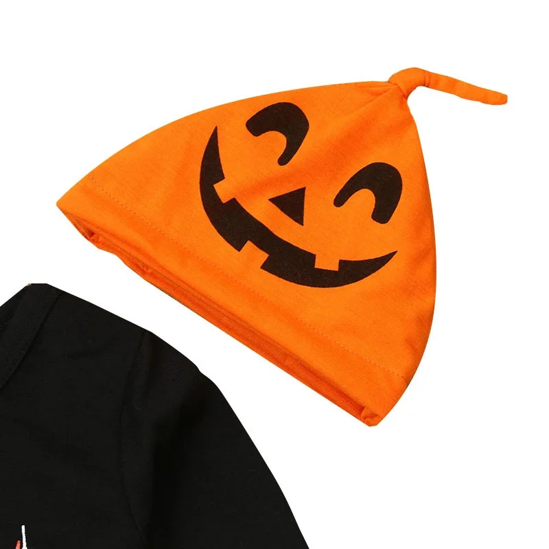 Baby Boy Girl Long Sleeve Halloween Pumpkin Print Romper Tops Trousers Hat Outfits Clothes | Детская одежда и обувь
