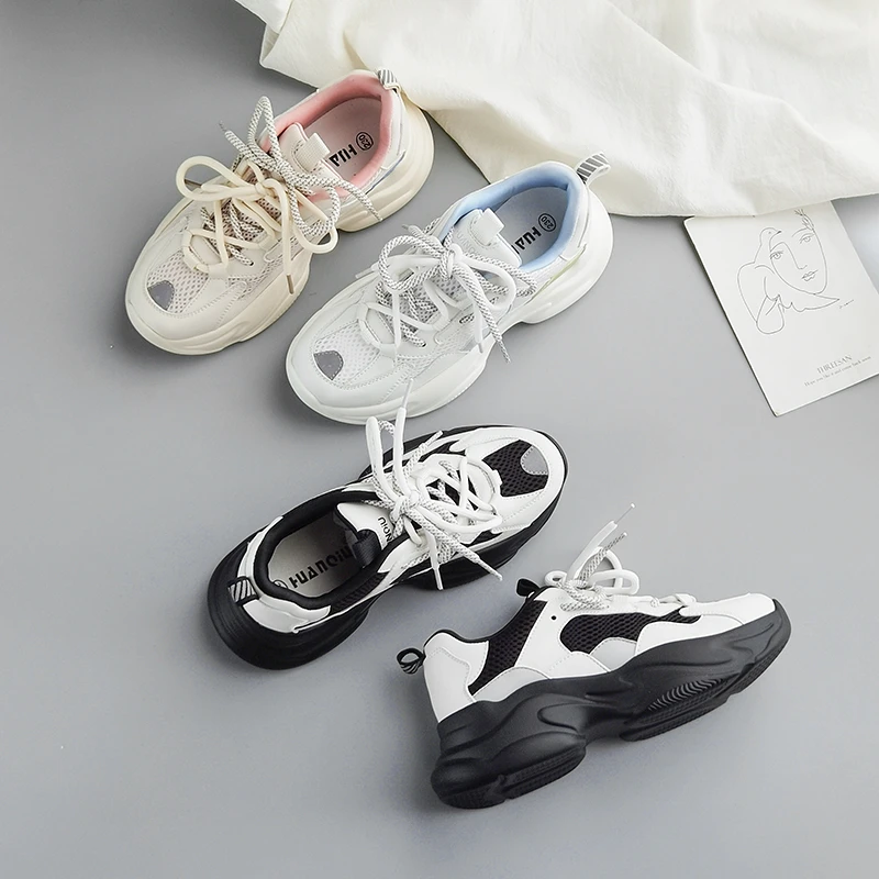 

Chunky White Sneakers Women Shoes Casual Thick Bottom Woman Vulcanize Shoes Breathable Mesh Platform Shoes Female Autumn Newest