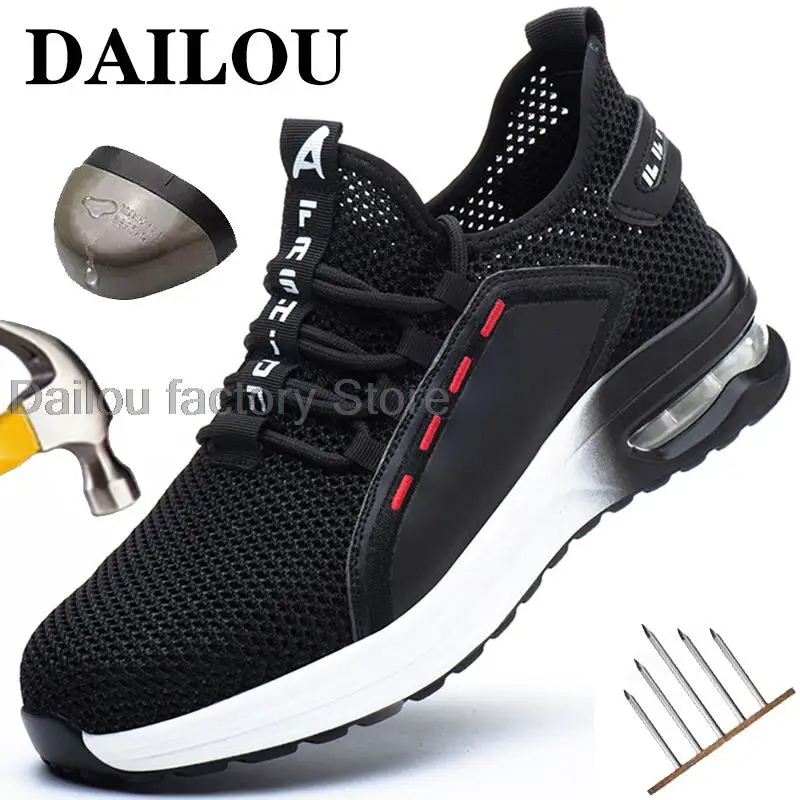 

Breathable Work Safety Shoes Men Women Air Cushion Work Sneakers Anti-Puncture Work Shoes Male Steel Toe Shoes Protective Shoes