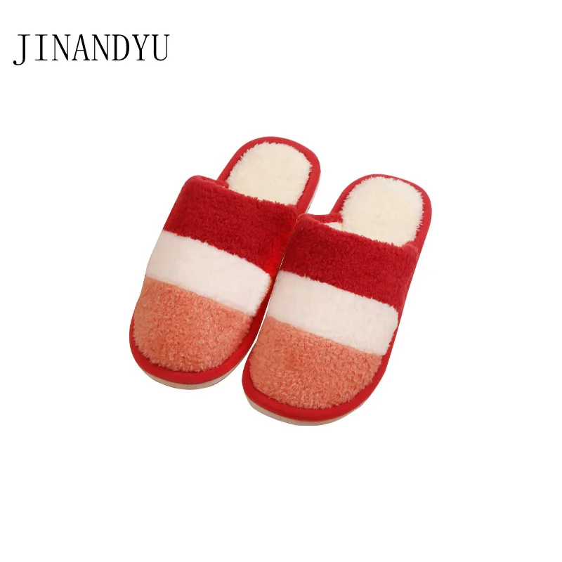 

Autumn Winter Warm Cotton Slippers Women Men Home Shoes Simple Non-slip Indoor Slides Couple Fur Bedroom Slipper Female Shoes