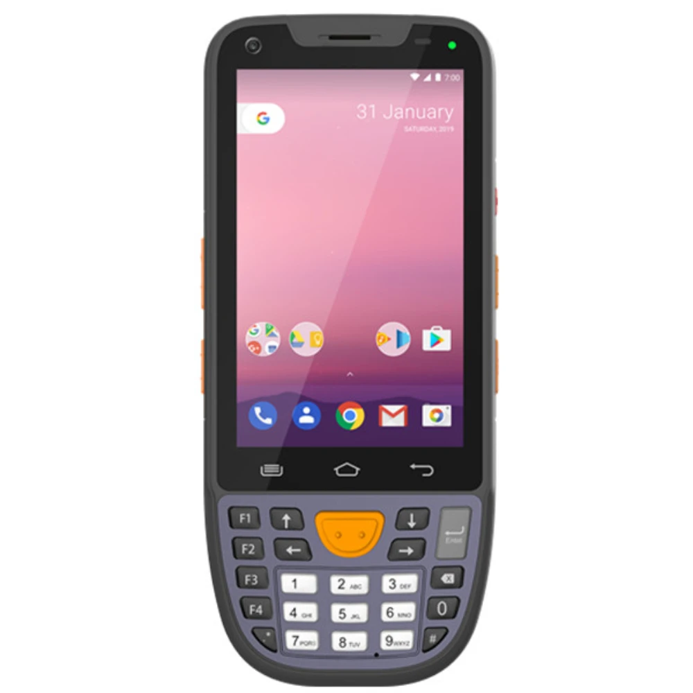 Мобильный компьютер на базе Android с считывателем штрихкодов 1D/2D и QR-кодов, сборщиком данных, клавиатурой, GPS, WiFi и Bluetooth для учета товаров в магазине.