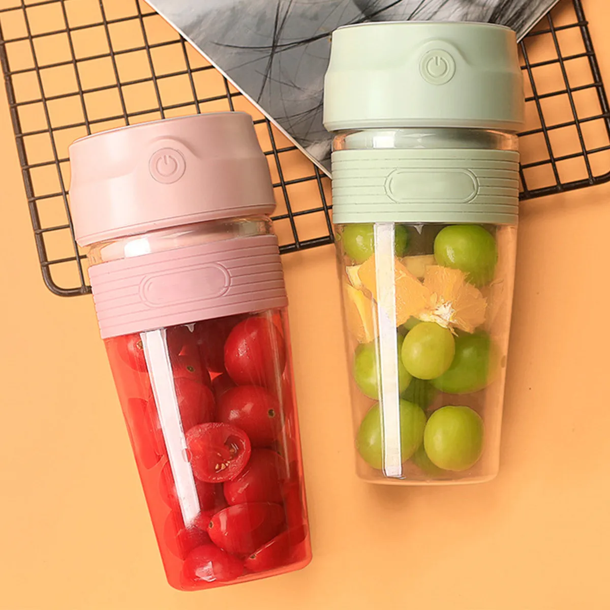 

300ml Portable Electric Juicer Small Fruit Cup mini Fast Smoothie Blender Food Processor Mixer USB Rechargable Pink Green