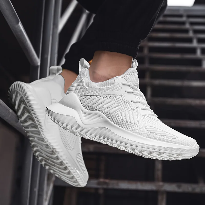 

Brand White Sneakers Men Breathable Jogging Running Shoes for Men Black Sport Trainers Lightweight Lace Up Gym Shoes Big Size 46