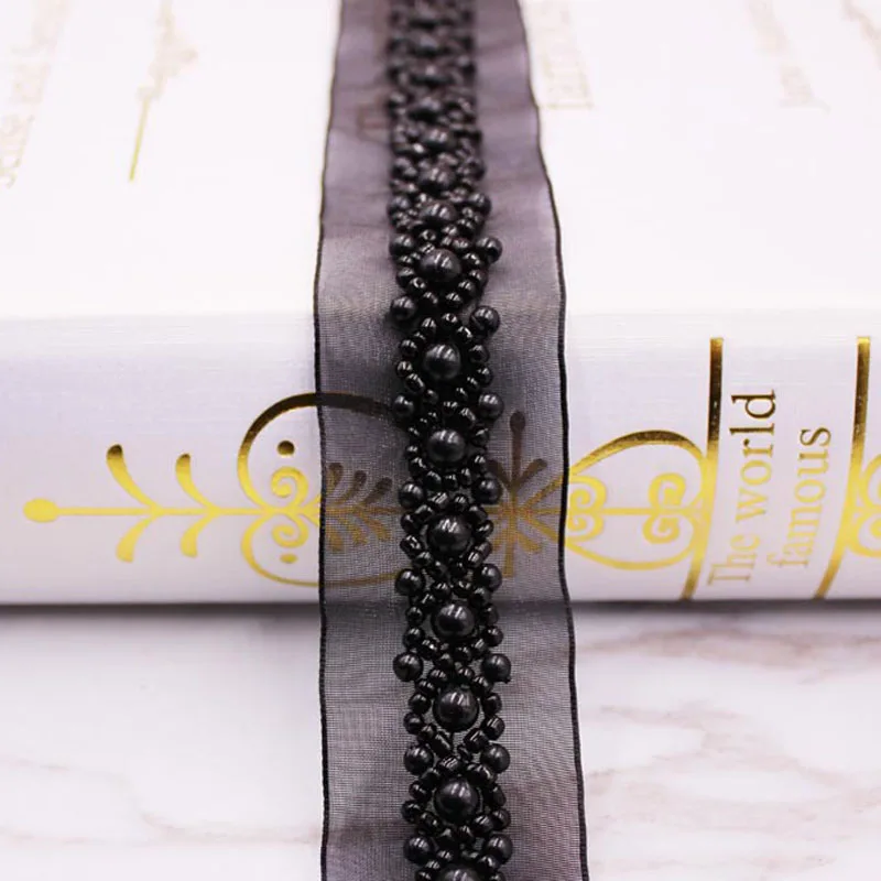 1 ярд 3 см жемчужный вышитый бисером кружевной отделкой сетчатая ткань кружевная