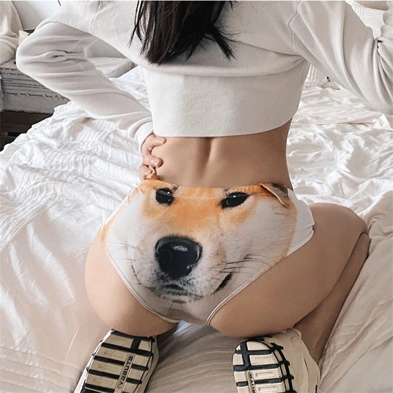 

sexy lingerie underwear women panties ropa mujer lenceria printing dog 3D ears sports Hip lift cute Briefs student Japan Korean