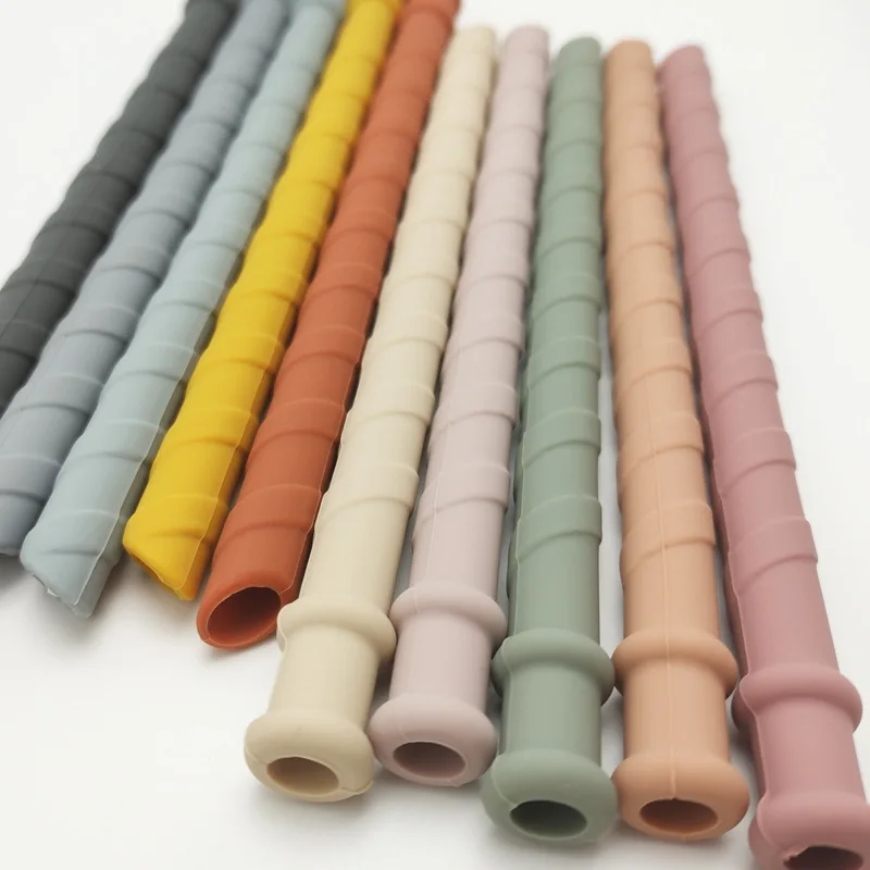 Pajitas de silicona de grado alimenticio reutilizable, Pajita para beber con Juego de cepillos de limpieza para tazas de silicona, accesorio para Bar de fiesta, 5 uds.-2
