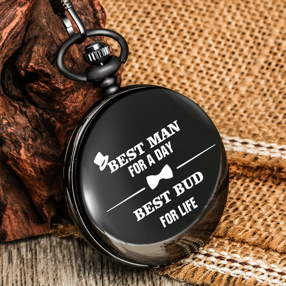 

BEST MAN FOR A DAY ... Pattern Pocket Watch Gift for Friend Personalized Text Printed Pendant Watches Present for Groomsman