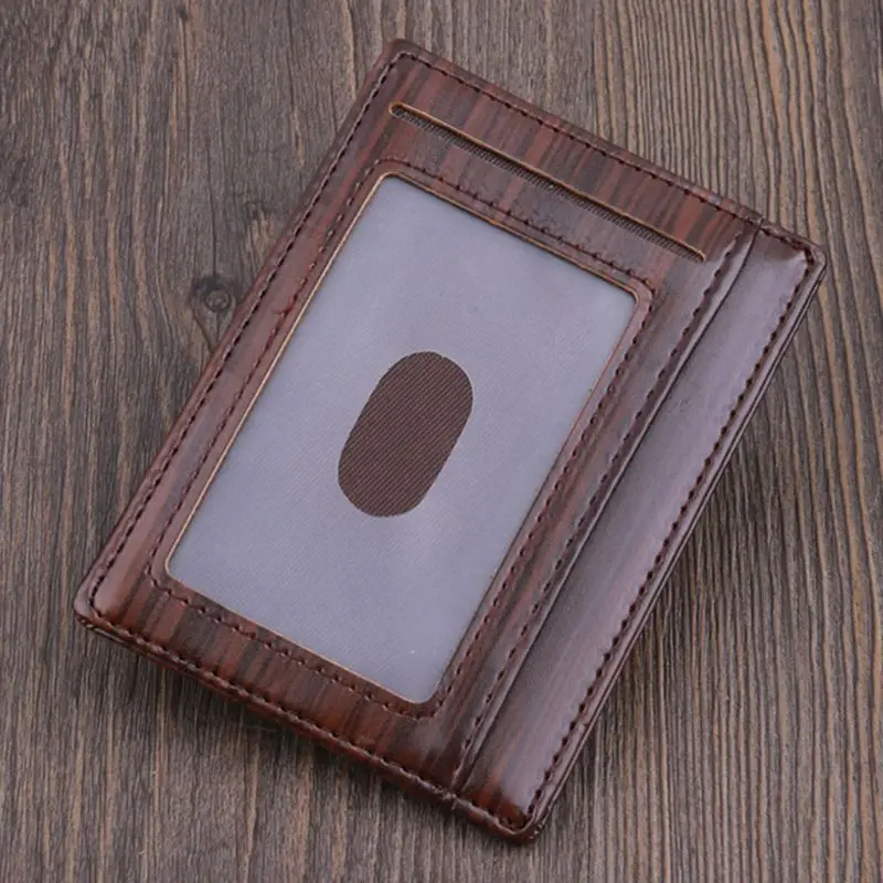 Простой деревянный держатель для карт тонкий кожаный бумажник с блокировкой