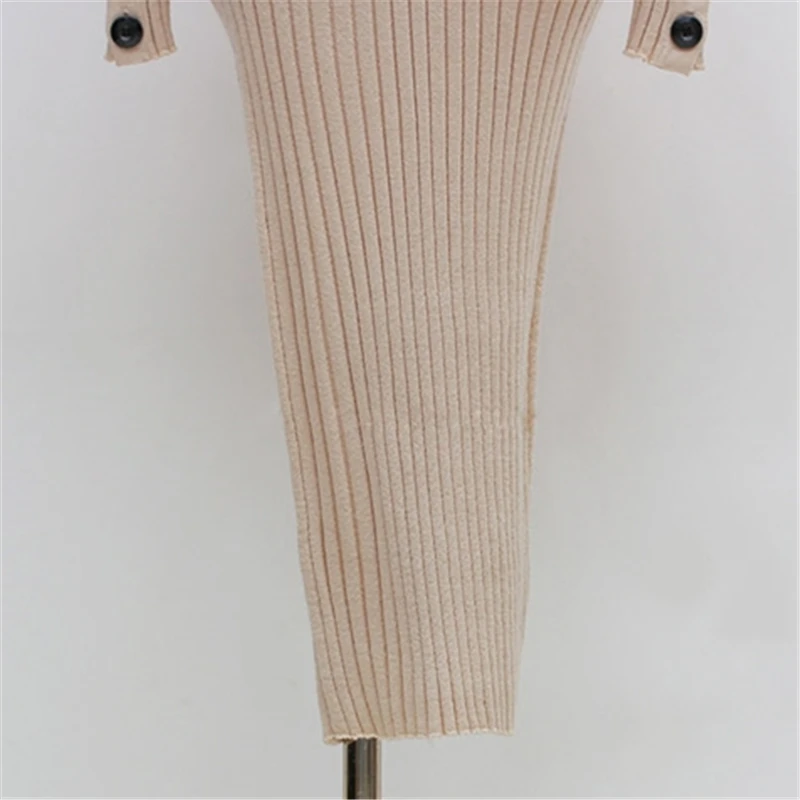 

Autumn Winter Korean Style Solid Knit Sweater Dress Women High Quality Casual Turtleneck Long Sleeve Bodycon Dresses 2020 New