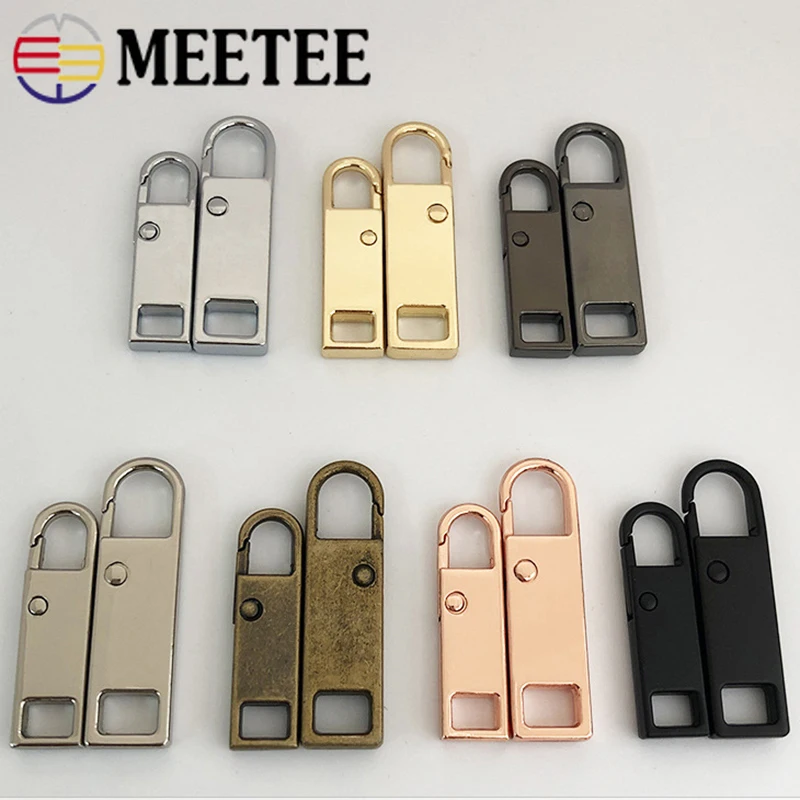 

5pcs 8.6X30mm/10X36mm 3#5#8#10# Zippers Puller Metal Zip Head Spring Hook Repair Kits Zipper Slider DIY Bag Instant Repairs Zips