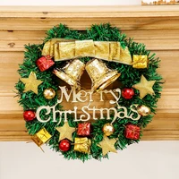 golden bell 30cm christmas wreath door hanging on garland holiday house decorations christmas decoration christmas party