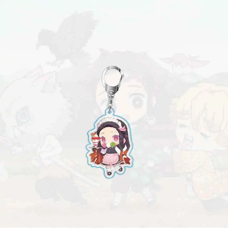 

Japan Brinco Blade Of Ghost KeyChains Kamado Tanjirou Pompom Yaiba Keyrings Anime Demon Slayer Key Chains Pendant Accessories