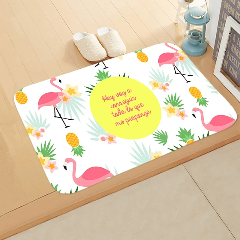 Тропические дождевики с зелеными листьями Придверные коврики фламинго