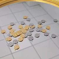 20pcslot gold charms stainless steel charm blank round coin distorted disk pendants for diy jewelry making findings wholesale