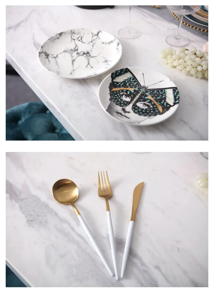 Фарфоровая тарелка с изображением маски бабочки для женщин|Блюдца и тарелки| |