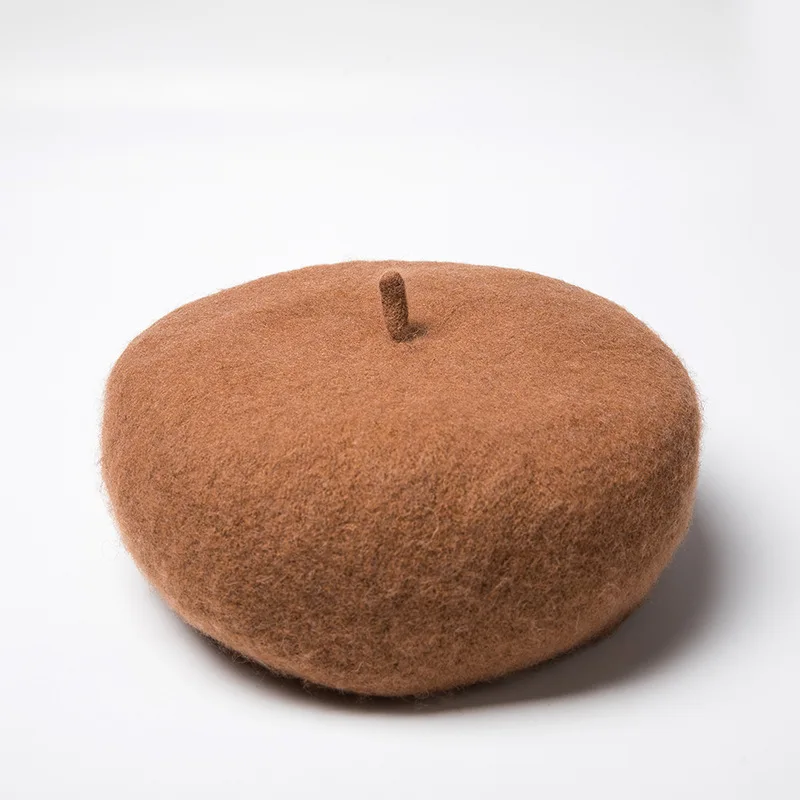 2021 зимние Дешевые однотонные береты из 100% шерсти женская шапочка женские шапки