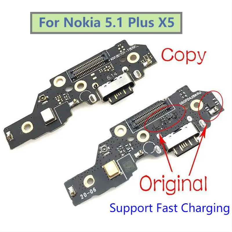 

100% протестированный оригинальный USB-разъем для подключения док-станции с микрофоном, гибкий кабель, запасная часть для Nokia 5,1 Plus X5
