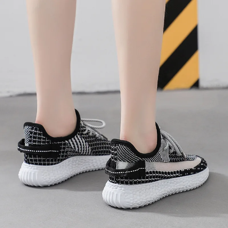 

Thick Bottom Mesh Breathable Sport Shoes Women Casual Sneakers Light Weight Flying Weaving Shoes Gym Running Casual Shoes