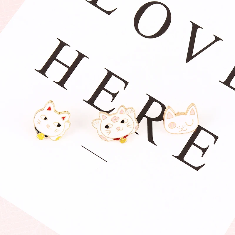 Броши на булавке Maneki Neko шпилька с подвеской Кот эмаль кошка брошь Япония Lucky Cat