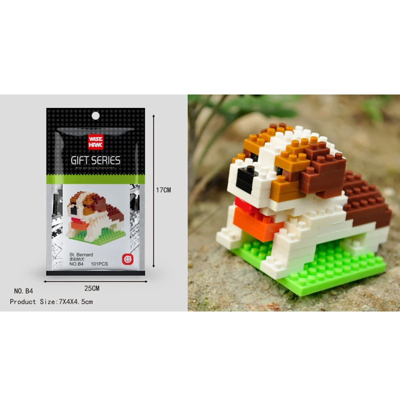 Конструктор фигурки животных собака кошка макет попугая Мини детская игрушка