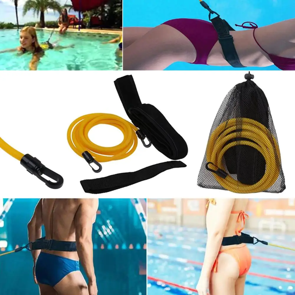 

Swimming Training Rope Adjustable Swim Swimming Bungee Exerciser for Adult Kids Leash Mesh Pocket Safety Swimming Pool Tools