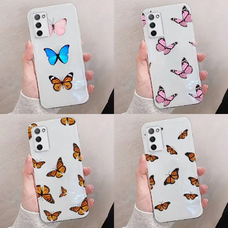 

Butterfly Glitter Leaves Phone Case Transparent For oppo RENO A 1 2 3 4 5 7 8 Z 2Z SE ACE PRO moible bag