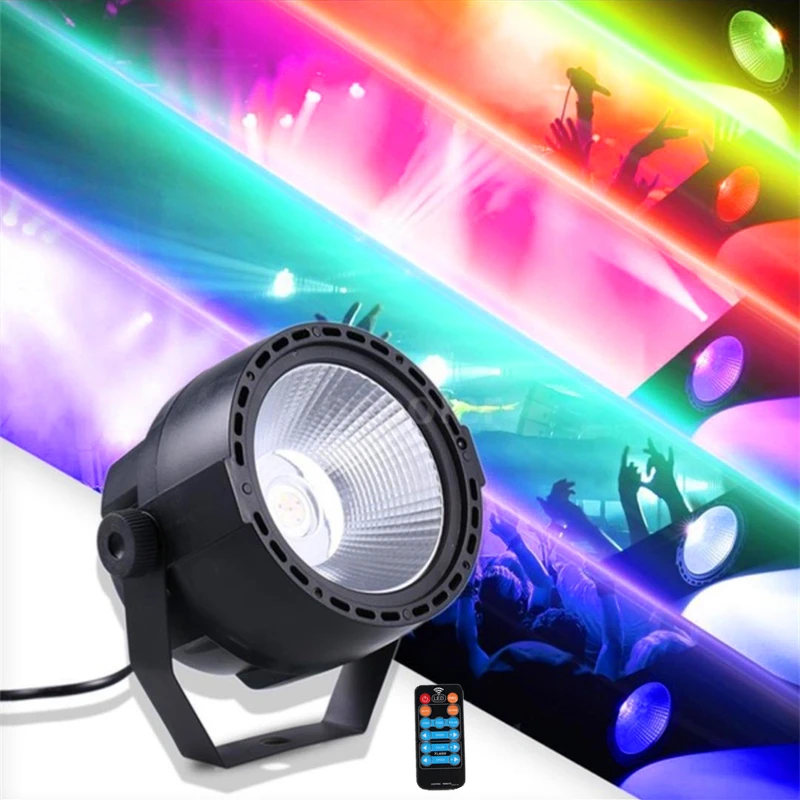 

Stage Wash Light, Mini COB Par Can Lights with DMX and Remote Control, Smooth RGB+UV Color Mixing DJ Up lighting, Cob Par Light